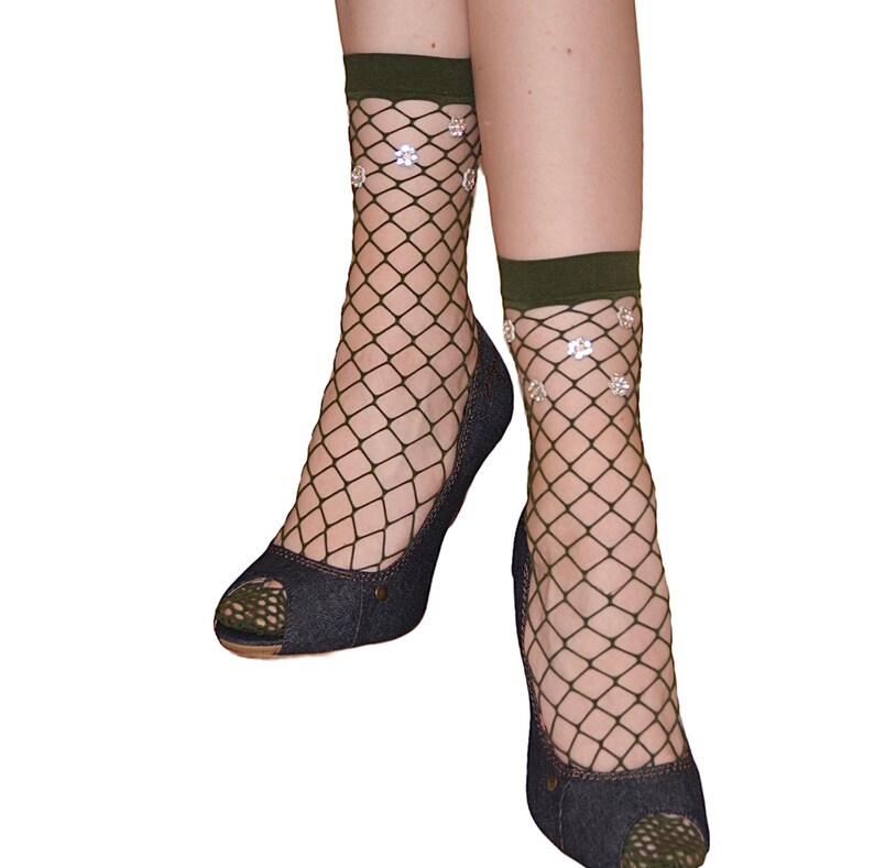 green fishnet socks