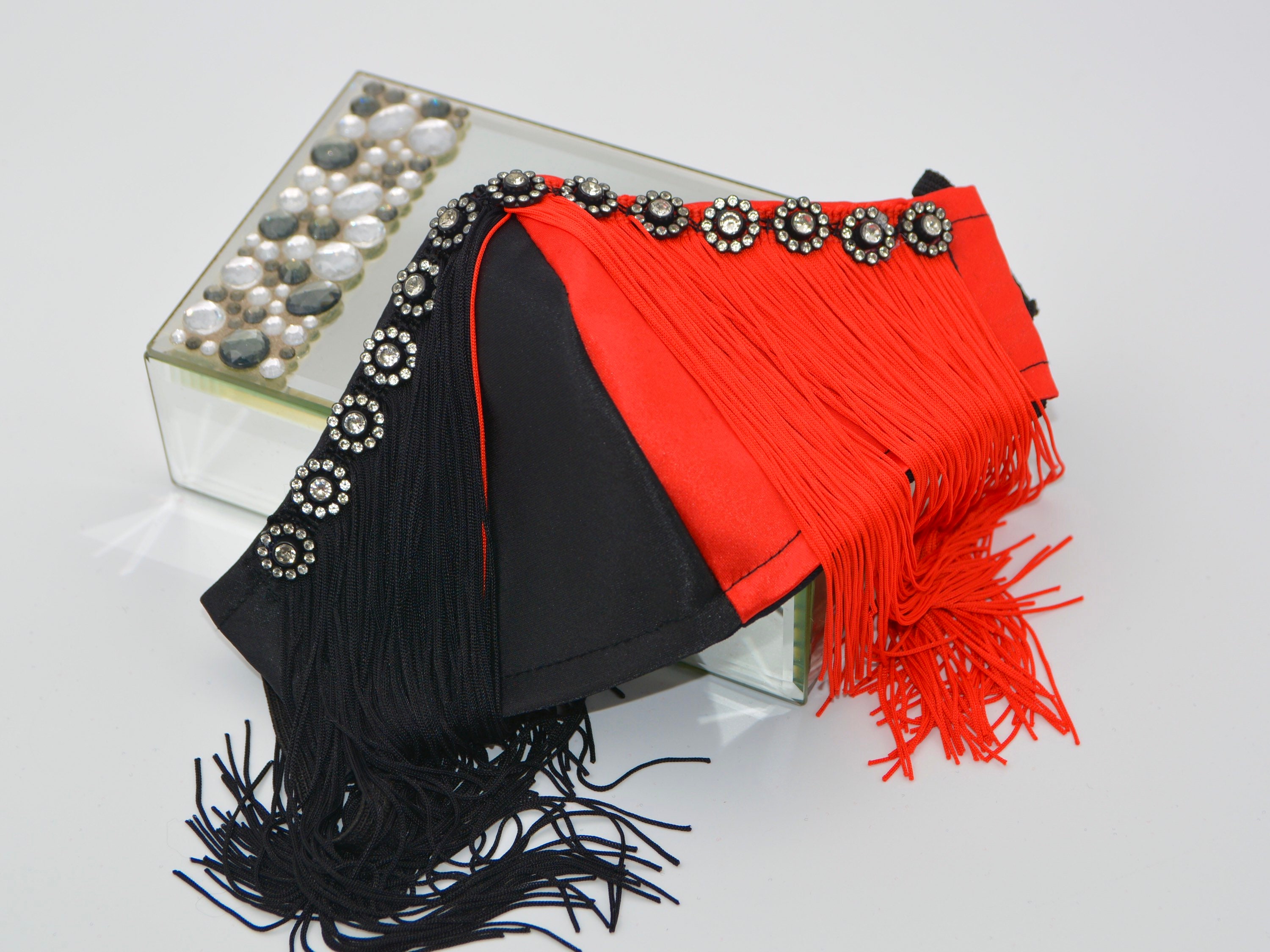 Fusion Fringe Split Face Mask/ Fancy Cute Taffeta Mask With 6 - Etsy