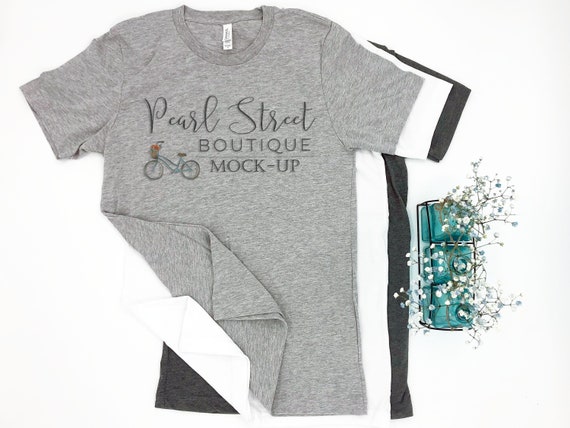 Mockup 3 Colors Bella Canvas Unisex Shirt With Fold Mockup 3 Colors Bella Canvas Unisex Shirt With Fold