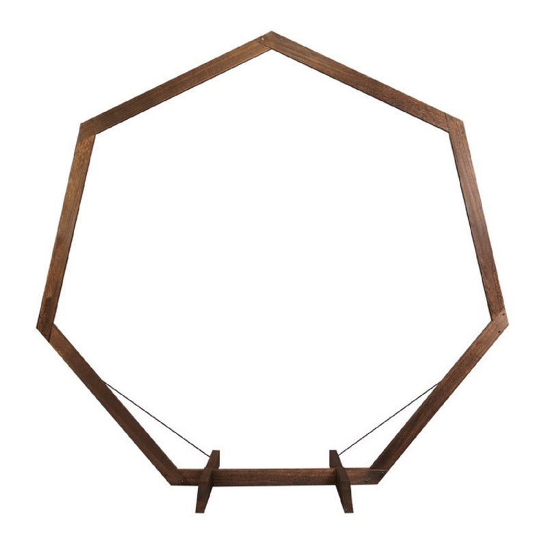 7ft Brown Wooden Heptagonal Wedding Arch with Two Wires For Stability For Rustic wedding, Natural Photo Booth, Boho Indoor/Outdoor Arbor image 7