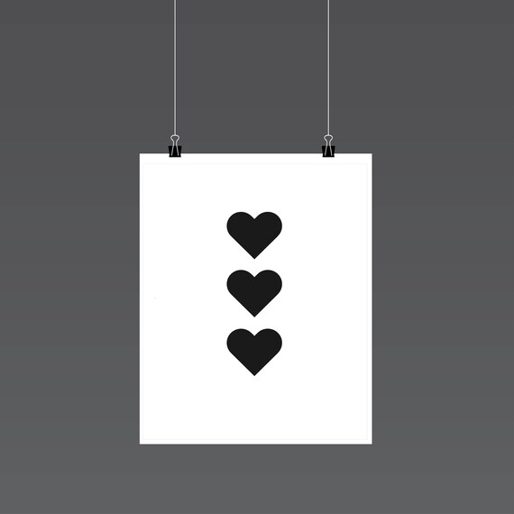 Black Heart Print Digital Wall Art Black White Wall Art Etsy