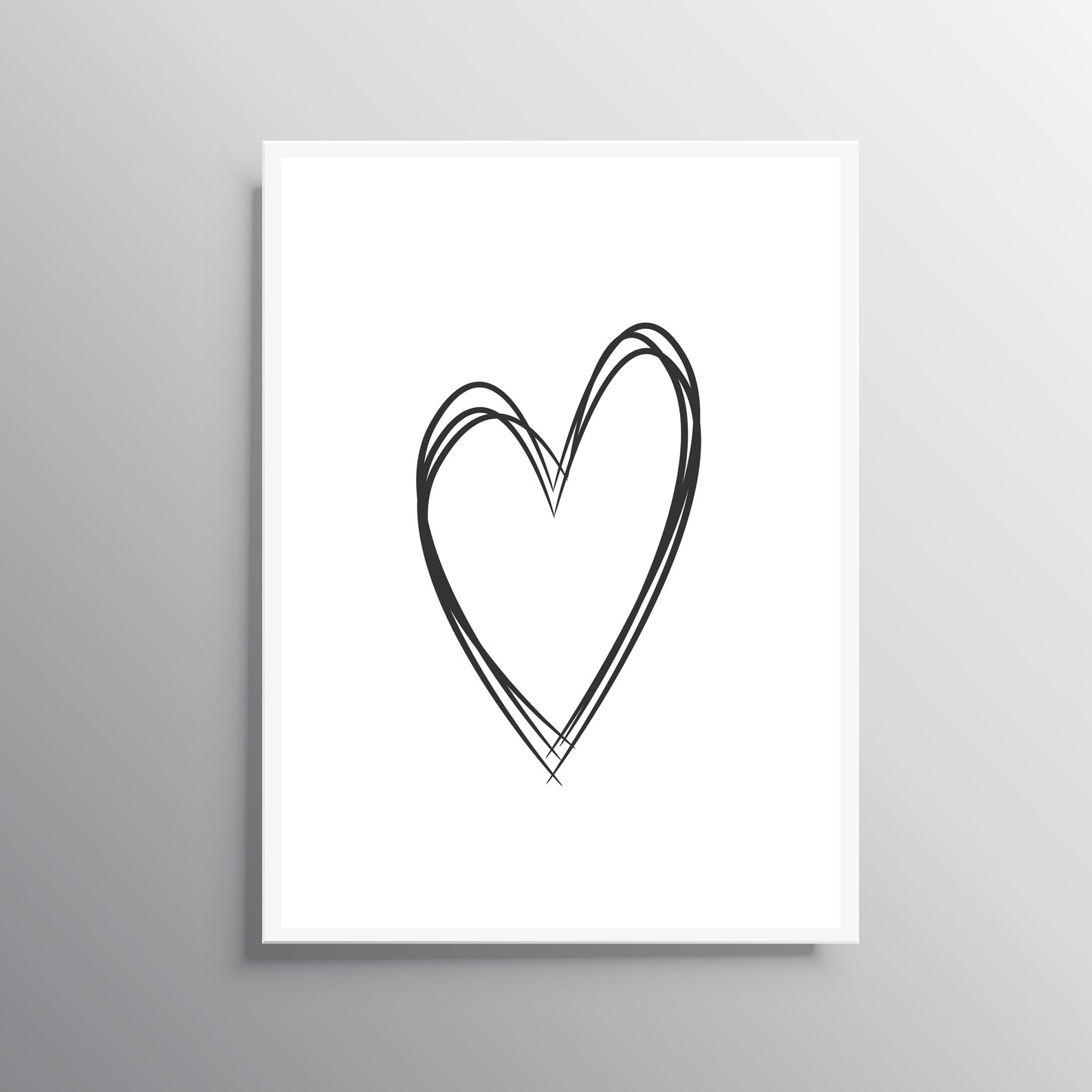 Black Heart Wall art Digital Wall Art Black White Print | Etsy