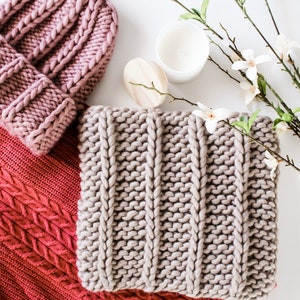 Knitting Pattern BUNDLE x The Chain Me Beanie x The Chain Me Cowl x Chunky Knits