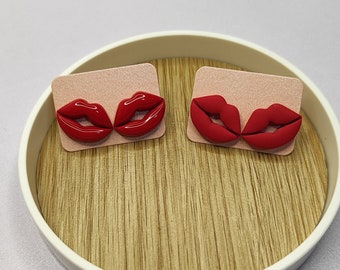 Earrings Lips Clay Lobe