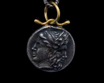 Roman God Janus, Ancient Roman Pendant, Handmade Pendant, 24k Gold and Silver Pendant, Coin Pendant, Coin Jewelry, Roman Mythology