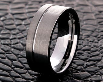 Tungsten Wedding Ring Tungsten Ring Silver 8MM Wedding Band Men Tungsten Ring Women Tungsten Ring Custom Personalized Laser Engraving