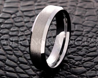 Tungsten Wedding Ring Tungsten Ring Silver 6MM Wedding Band Men Tungsten Ring Women Tungsten Ring Custom Personalized Free Laser Engraving