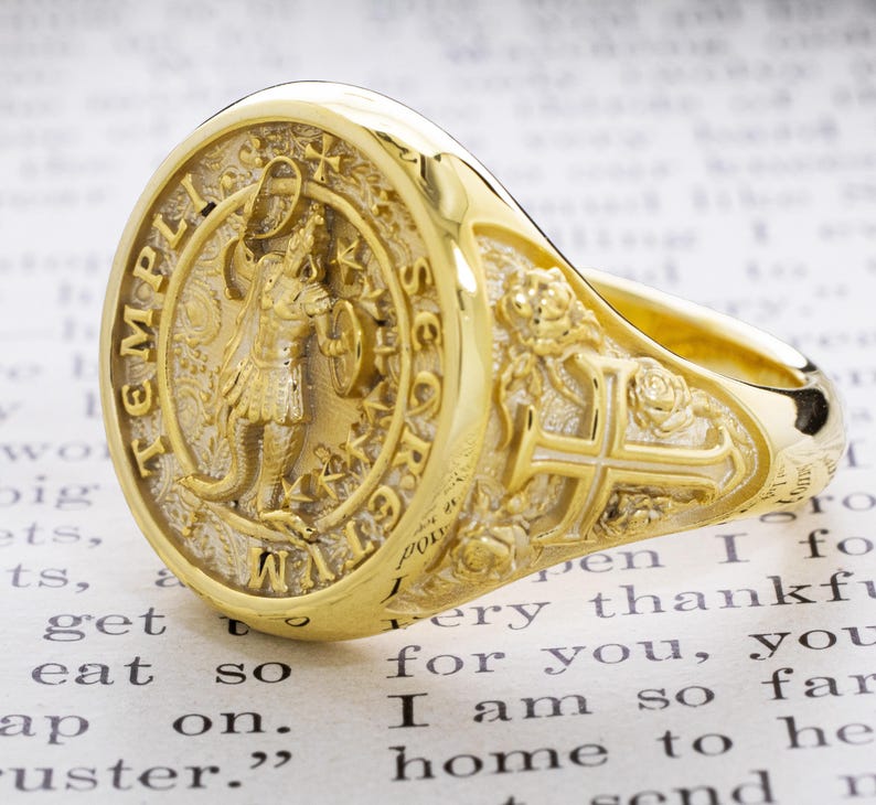 Abraxas Occult Knights Templar Solid Gold Signet Ring, Mystical ...