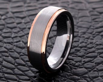 Tungsten Wedding Ring Tungsten Ring Rose Gold Silver 7MM Wedding Band Men Tungsten Ring Women Tungsten Ring Custom Free Laser Engraving New