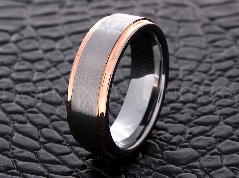 Tungsten Wedding Ring Tungsten Ring Rose Gold Silver 7MM Wedding Band Men Tungsten Ring Women Tungsten Ring Custom Free Laser Engraving New