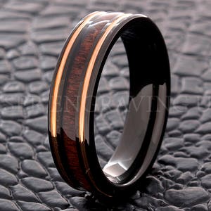 Tungsten Wedding Ring, Tungsten Ring, Red Wood Ring, 6MM Wedding Band, Men&#39;s Tungsten Ring, Women&#39;s Tungsten Ring, Engraved Ring, Handmade
