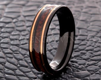 Tungsten Wedding Ring, Tungsten Ring, Red Wood Ring, 6MM Wedding Band, Men's Tungsten Ring, Women's Tungsten Ring, Engraved Ring, Handmade