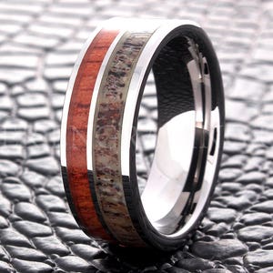 Wolfraam trouwring wolfraam Ring gewei houten zilver 8MM mannen vrouwen trouwring verjaardag Engagement belofte Ring Comfort Fit nieuw