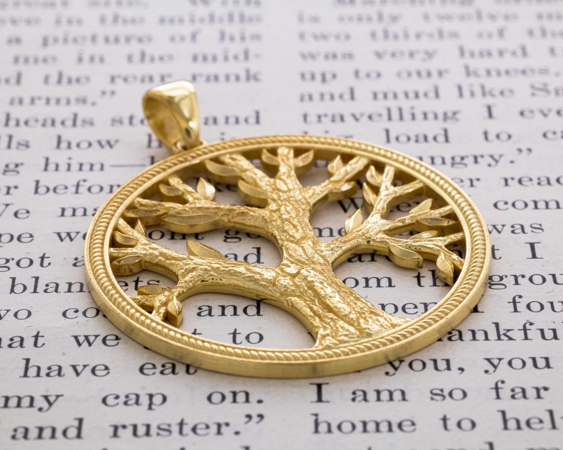 Sacred Tree of Life Pendant in Solid Gold – Spiritual Talisman for Men ...