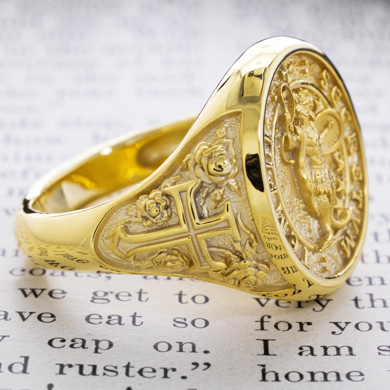 Abraxas Occult Knights Templar Solid Gold Signet Ring, Mystical ...