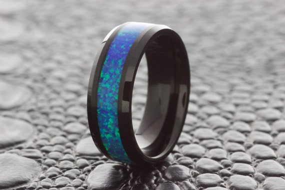 Men's Tungsten Carbide Wedding Ring - 8mm Black Dome Dog Paw Print Design, Comfort Fit