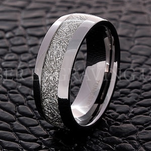 Tungsten Wedding Ring Meteorite Band 8MM Tungsten Wedding Band Men's Tungsten Ring Tungsten Band Men's Tungsten Ring Customized Engraving