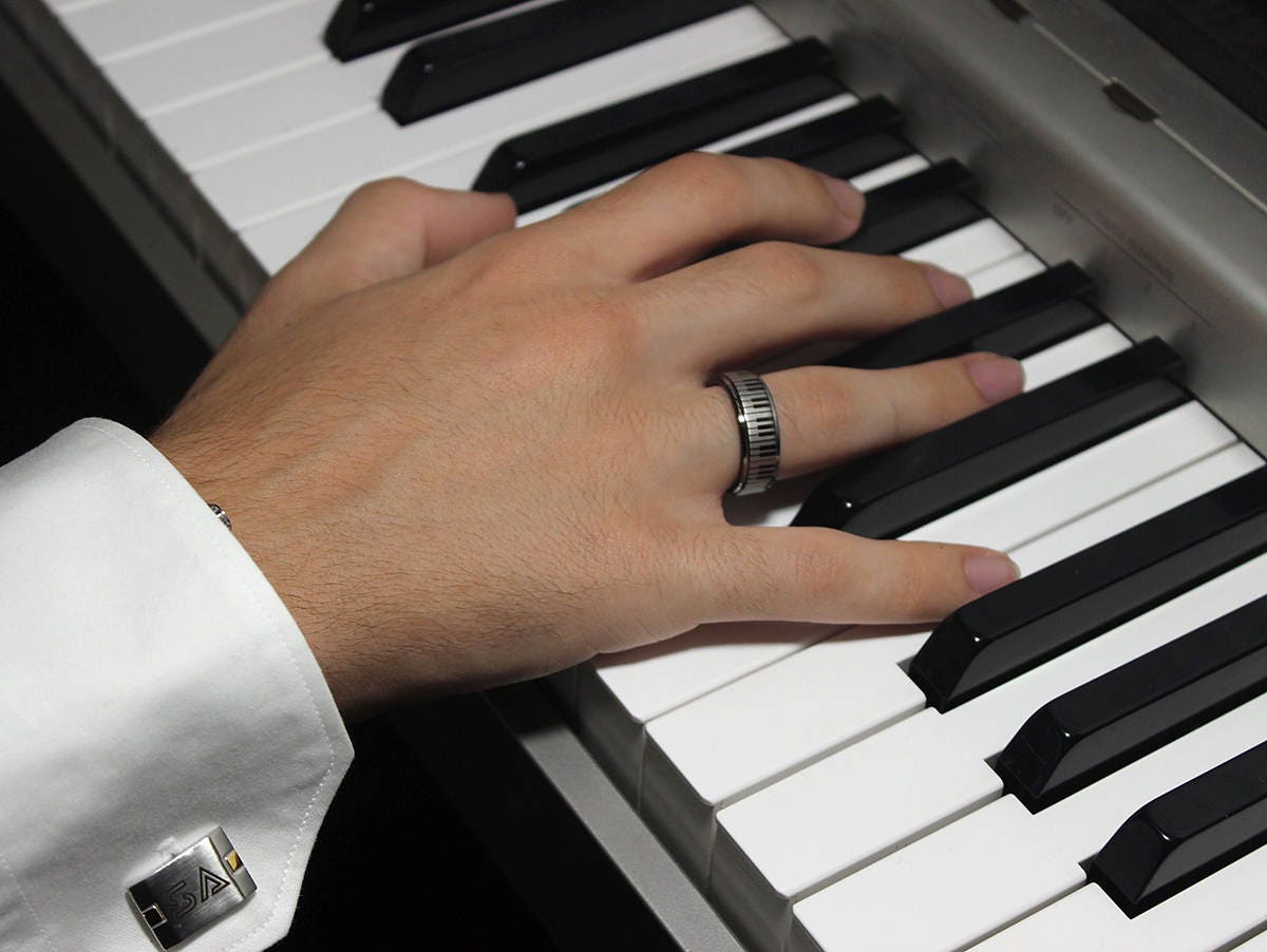 Tungsten Wedding Ring Tungsten Ring Piano Keys Music Ring 8MM Men Women ...