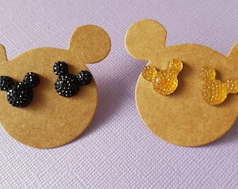 Rhinestone Mickey head earrings, Mickey Mouse earrings, glitter mickey head studs