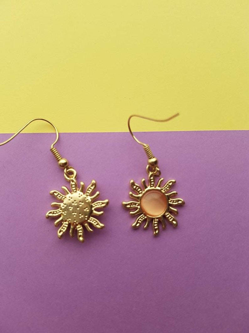 Sun Earrings Tangled inspired sun earrings sun dangle Etsy
