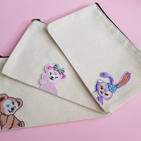 Duffy and Friends canvas pouch | Duffy character  zippered pouch | makeup bag/ toiletry bag | park essentials bag | mask pouch