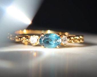 Topaz Dainty Ring, Minimal 18K Gold Plated, Genuine Topaz. 925 Sterling Silver, Promise Ring, Birthday, Anniversary Gift for Her