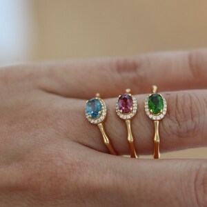 dainty pink tourmaline red tourmaline red gemstone adjustable ring promise ring birthstone ring pink minimal ring pink gold ring silver tourmaline ringer citrine ring aquamarine ring stacking ring royal ring Bridgerton jewelry gift for her oval cut