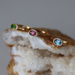 dainty pink tourmaline red tourmaline red gemstone adjustable ring promise ring birthstone ring pink minimal ring pink gold ring silver tourmaline ringer citrine ring aquamarine ring stacking ring royal ring Bridgerton jewelry gift for her oval cut