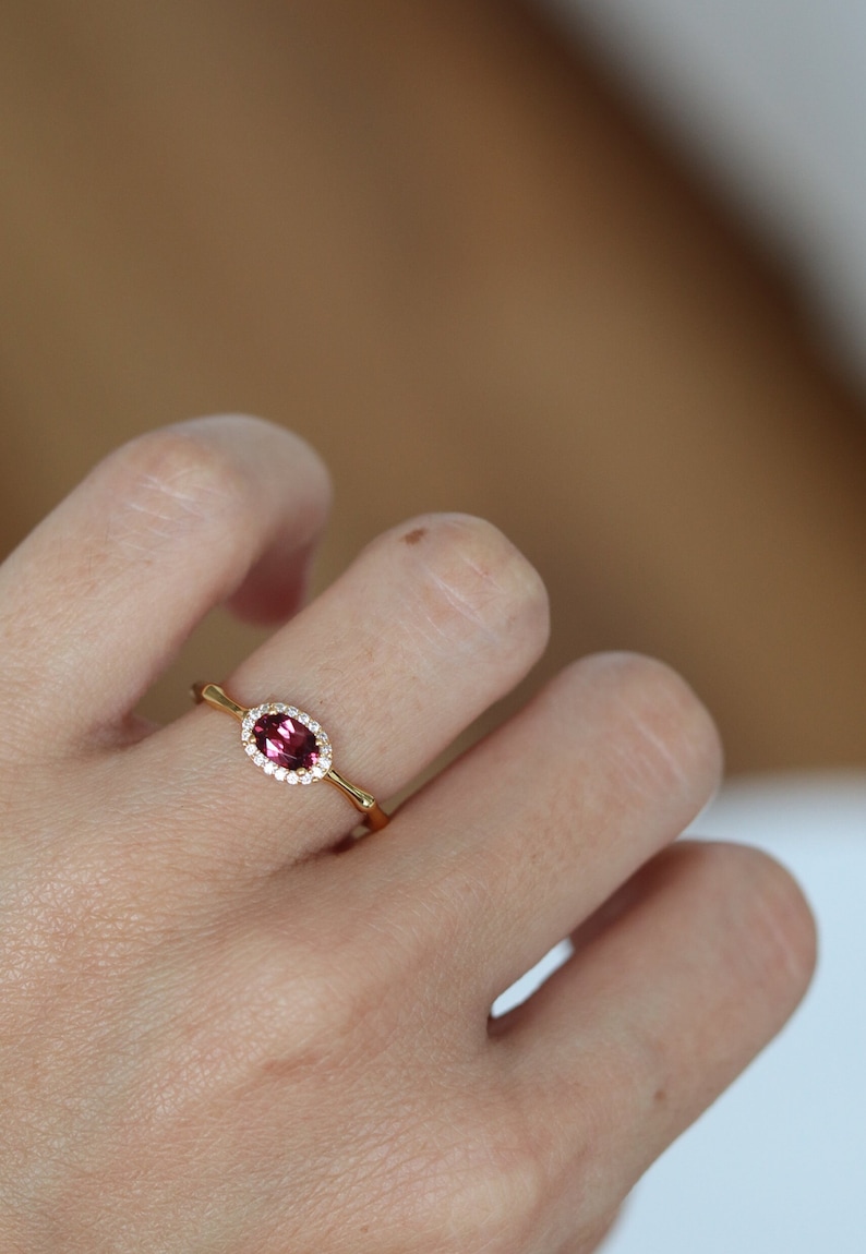 dainty pink tourmaline red tourmaline red gemstone adjustable ring promise ring birthstone ring pink minimal ring pink gold ring silver tourmaline ringer citrine ring aquamarine ring stacking ring royal ring Bridgerton jewelry gift for her oval cut