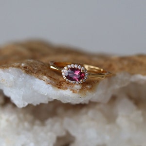 dainty pink tourmaline red tourmaline red gemstone adjustable ring promise ring birthstone ring pink minimal ring pink gold ring silver tourmaline ringer citrine ring aquamarine ring stacking ring royal ring Bridgerton jewelry gift for her oval cut
