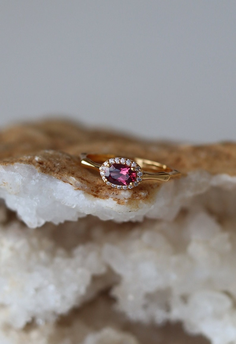 dainty pink tourmaline red tourmaline red gemstone adjustable ring promise ring birthstone ring pink minimal ring pink gold ring silver tourmaline ringer citrine ring aquamarine ring stacking ring royal ring Bridgerton jewelry gift for her oval cut
