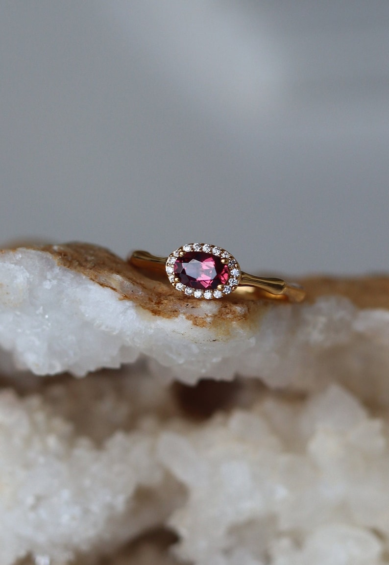 dainty pink tourmaline red tourmaline red gemstone adjustable ring promise ring birthstone ring pink minimal ring pink gold ring silver tourmaline ringer citrine ring aquamarine ring stacking ring royal ring Bridgerton jewelry gift for her oval cut
