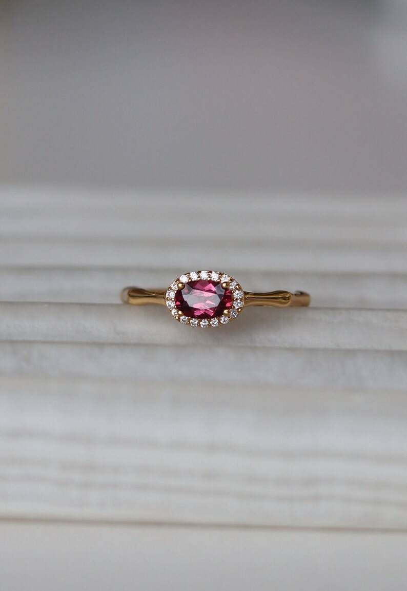 dainty pink tourmaline red tourmaline red gemstone adjustable ring promise ring birthstone ring pink minimal ring pink gold ring silver tourmaline ringer citrine ring aquamarine ring stacking ring royal ring Bridgerton jewelry gift for her oval cut