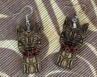 Impresionantes pendientes retro con gatito TIKI CAT de Tiki Bar