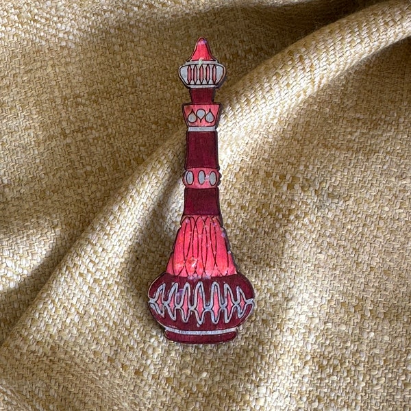 Handcrafted Wooden I Dream of Jeannie Genie Bottle Retro MCM Pin