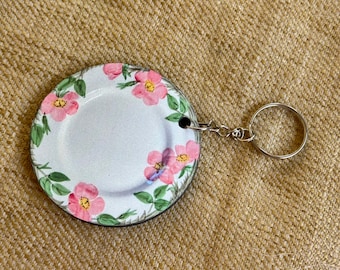 Beautiful Franciscan Pottery Dinnerware Desert Rose Plate Keychain