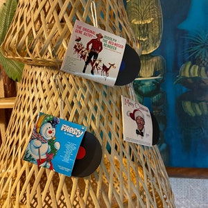 Classic Christmas Tree Ornament Mini Record Albums White Christmas, Frosty The Snowman, Rudolph the Red Nose Reindeer