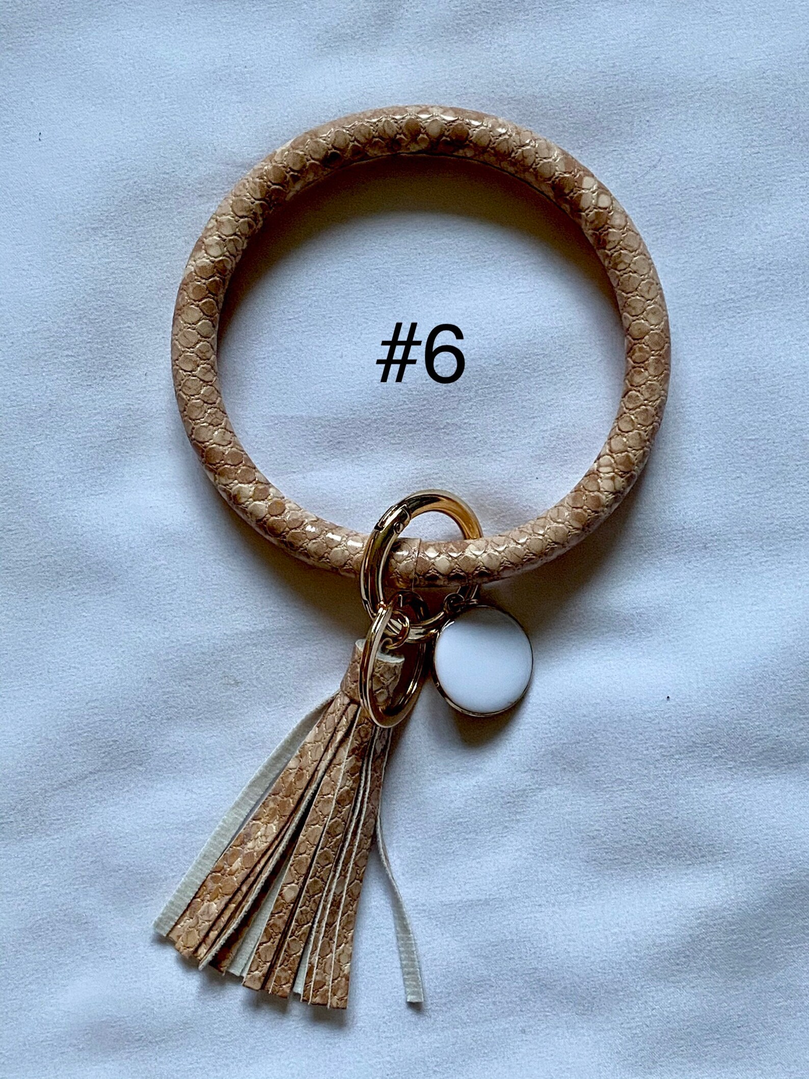 Bangle keychain with matching tassel Monogram disc Keychain Etsy