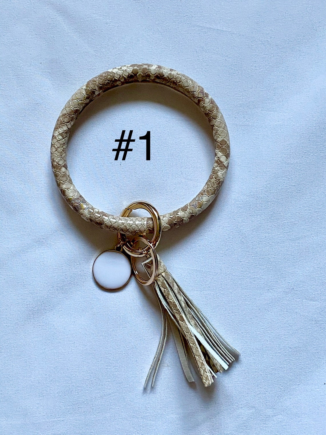 Bangle keychain with matching tassel Monogram disc Keychain Etsy
