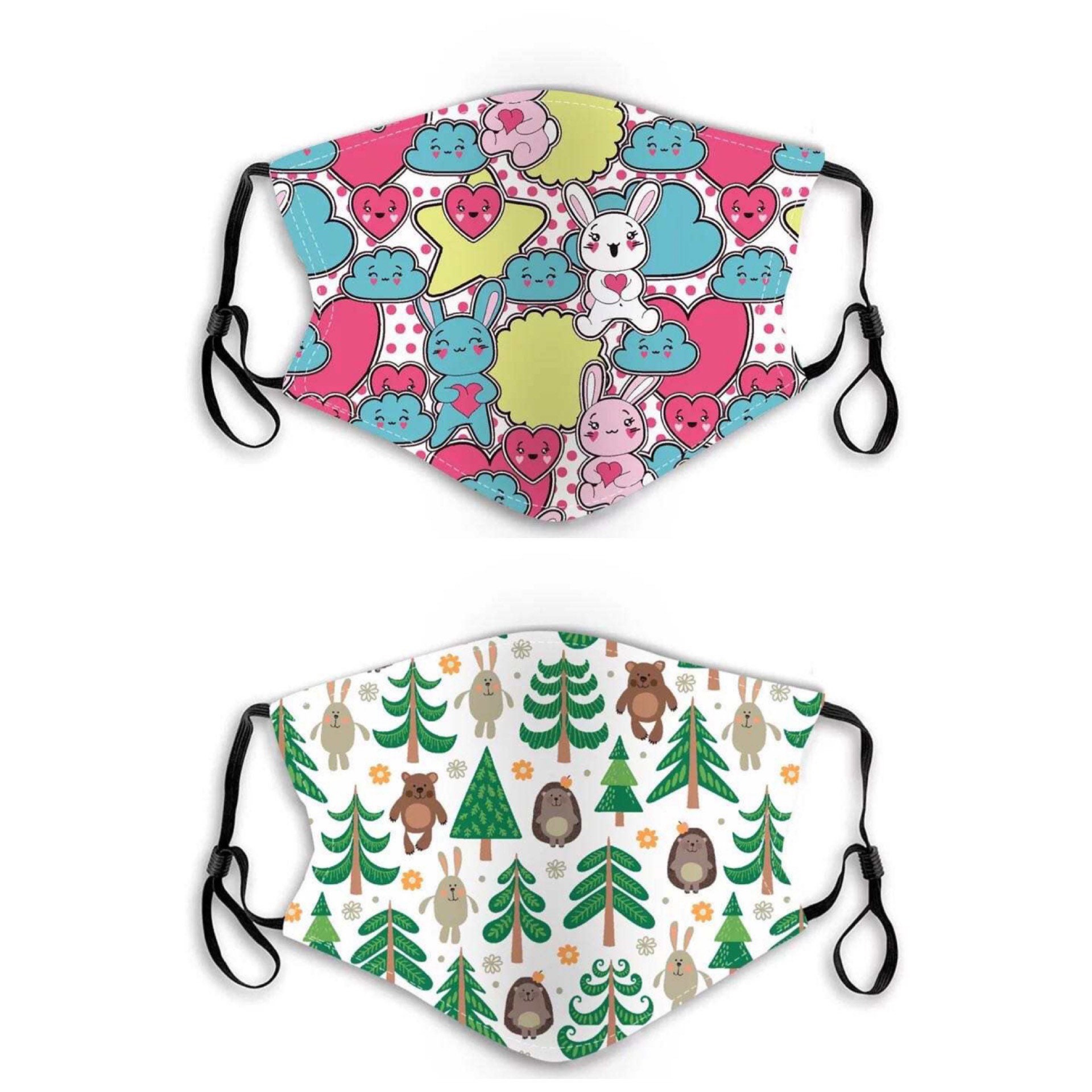 2 Pack Kids Children Toddler Youth Face Covering Face Mask 3 Etsy New