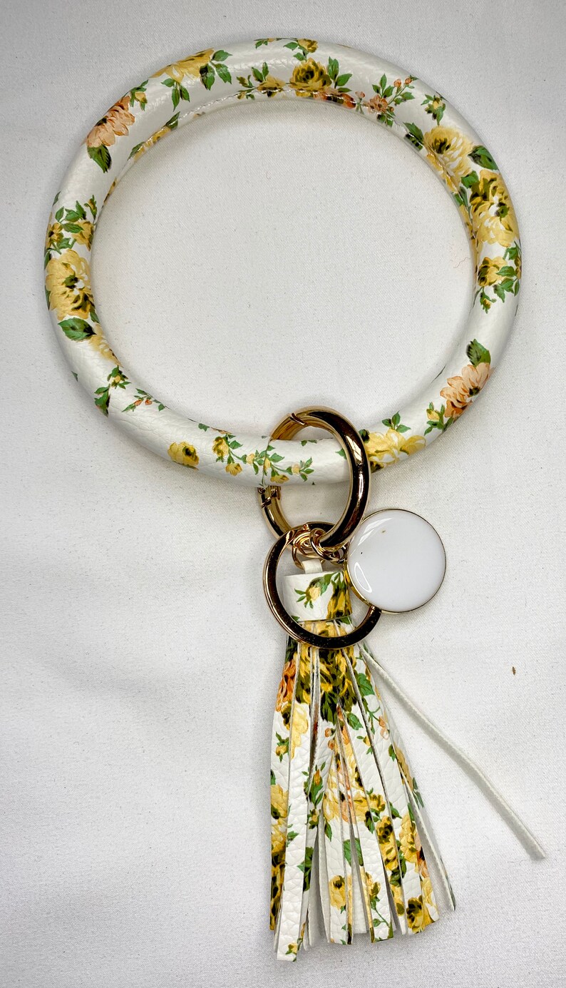 Bangle Keychain With Matching Tassel Monogram Disc Keychain Etsy