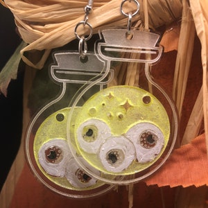 Eye of Newt Potion Bottle Acrylic Earrings