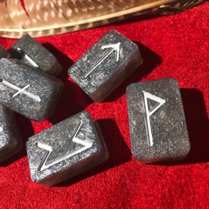 Black Pearl Resin Hand Painted Elder Futhark Runes