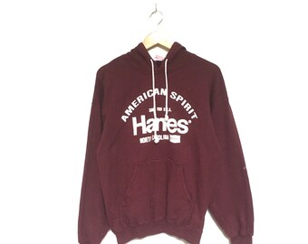 Zeldzaam! Jaren 90 Hanes American Spirit Vintage groot logo hoodies sweatshirt trui Spelout Vintage Hanes VS / maat Large