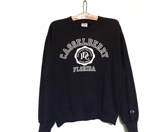 Selten ! Vintage 90er Jahre Champion Casselberry Florida Big Logo Crewneck Sweatshirt / Streetwear / Größe Large