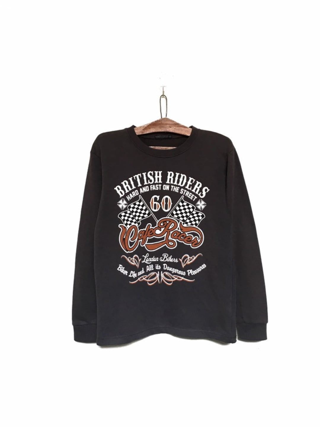 Sweatshirt Riders Rare! British Riders Cafe Racer London Bikers Big Logo Crewneck ...