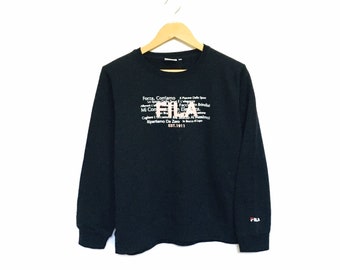 Rares ! Fila Forza Corriamo Biella Italia vintage Spellout Crewneck Sweatshirt Pullover Sportswear Streetwear Style Mode/Taille Large