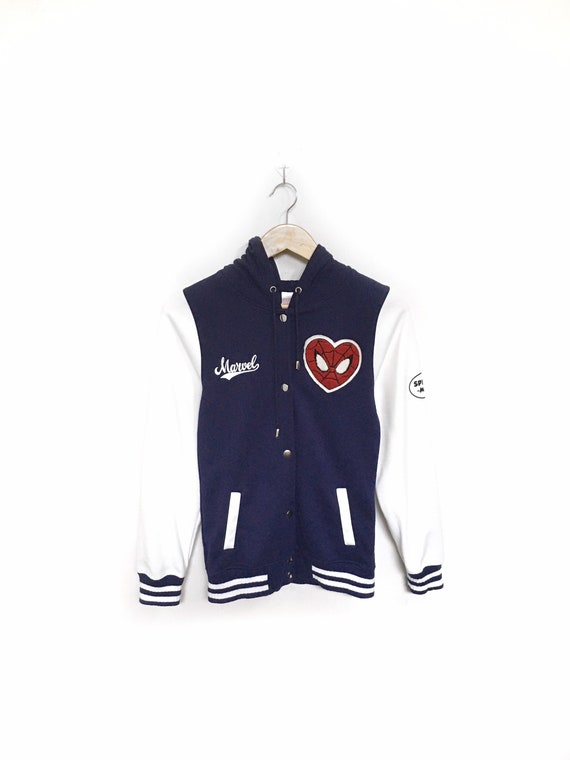 Rare! Spiderman Marvel Varsity Jacket Hoodies Pull