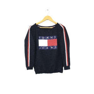 Rare! Tommy Jeans Big Logo Spellout Vintage Sweatshirt Jumper Sweater Jacket Pullover Streetwear Tommy Hilfiger Style Fashion / Size Large