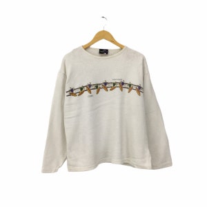 ¡Extraordinario! Sudadera con cuello redondo y logo grande de surf de los años 90 de Hawaii, Kona, Kauai, estilo hawaiano, talla grande